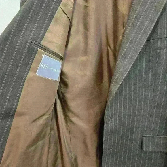 Hickey Freeman Vintage Men's 44R Jacket Sport Coat Wool Cashmere Brown Pinstripe - Picture 11 of 16